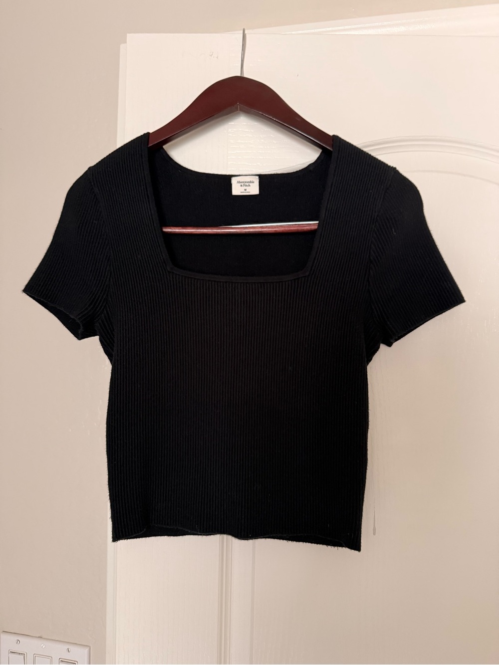 Abercrombie & Fitch Ottoman Squareneck Sweater Tee Black Size M